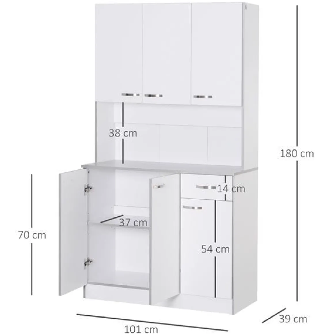 Armario de cocina Homcom 6 puertas+cajón blanco/gris 180x101x39 cm