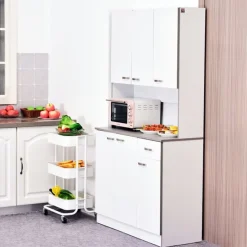 Armario de cocina Homcom 6 puertas+cajón blanco/gris 180x101x39 cm