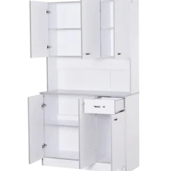 Armario de cocina Homcom 6 puertas+cajón blanco/gris 180x101x39 cm