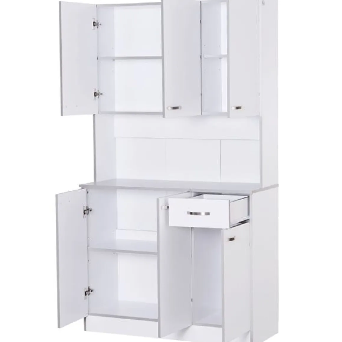 Armario de cocina Homcom 6 puertas+cajón blanco/gris 180x101x39 cm