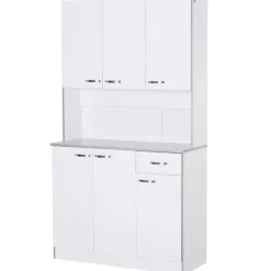 Armario de cocina Homcom 6 puertas+cajón blanco/gris 180x101x39 cm