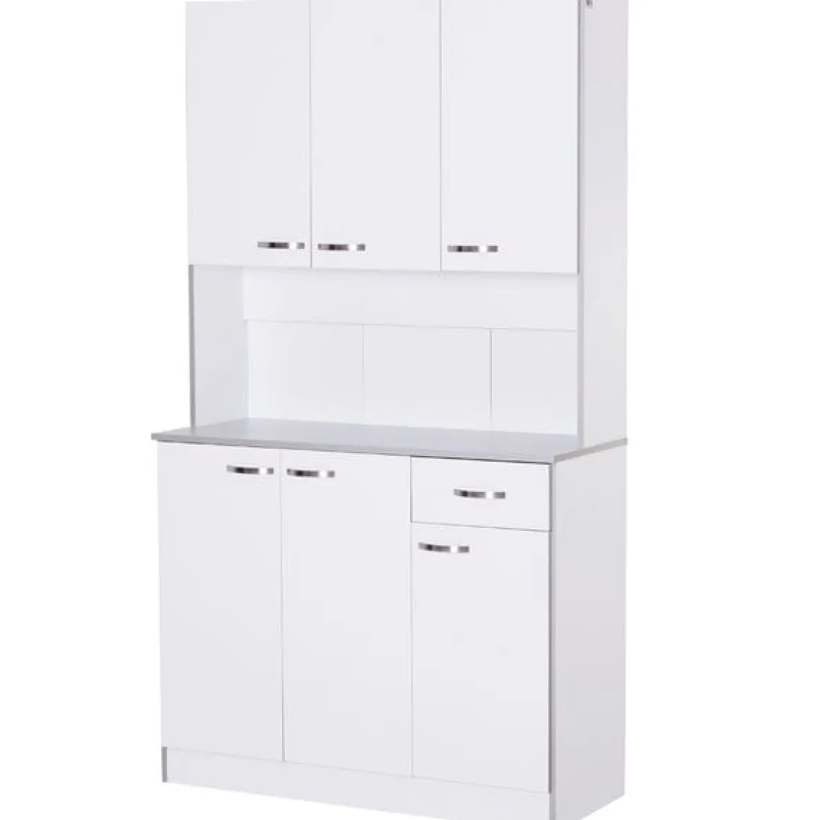 Armario de cocina Homcom 6 puertas+cajón blanco/gris 180x101x39 cm