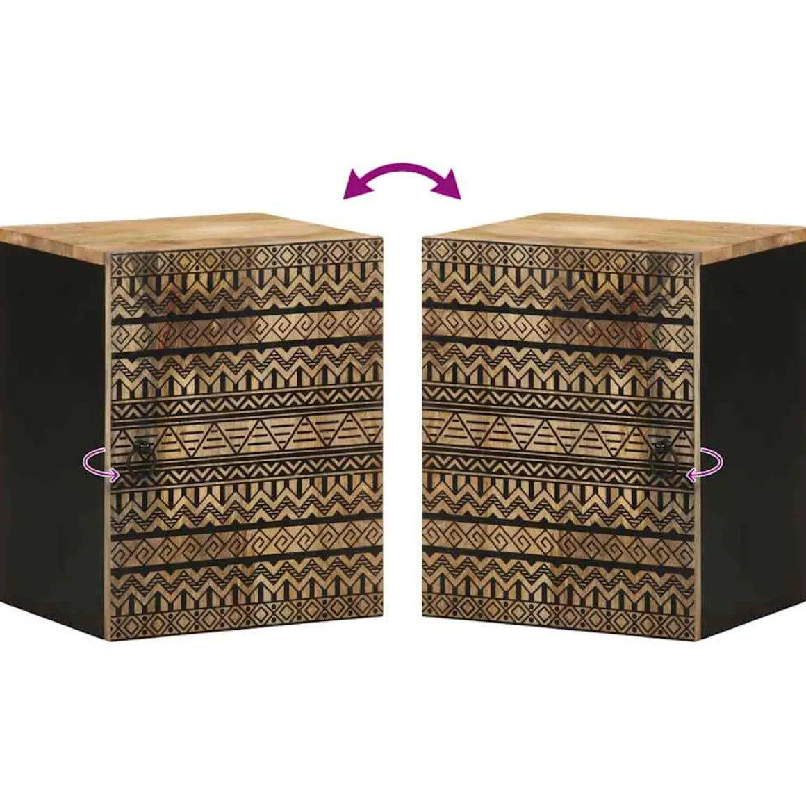Armario de pared Delta con puerta negro/natural 48x38x33,5 cm