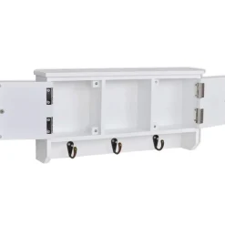 Armario de pared tipo recibidor 2 puertas 1 estante 3 ganchos blanco 20x40x8,5 cm