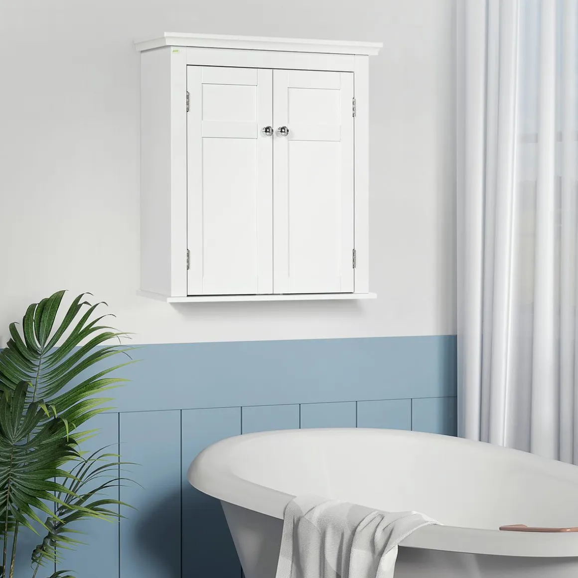 Armario de pared Trafalgar Kleankin 2 puertas + estantes ajustables blanco 60x58x24 cm