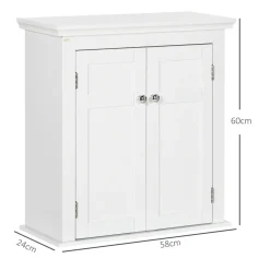 Armario de pared Trafalgar Kleankin 2 puertas + estantes ajustables blanco 60x58x24 cm