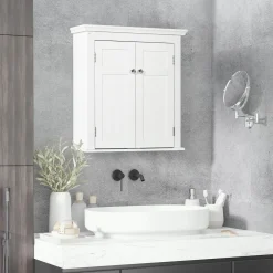 Armario de pared Trafalgar Kleankin 2 puertas + estantes ajustables blanco 60x58x24 cm