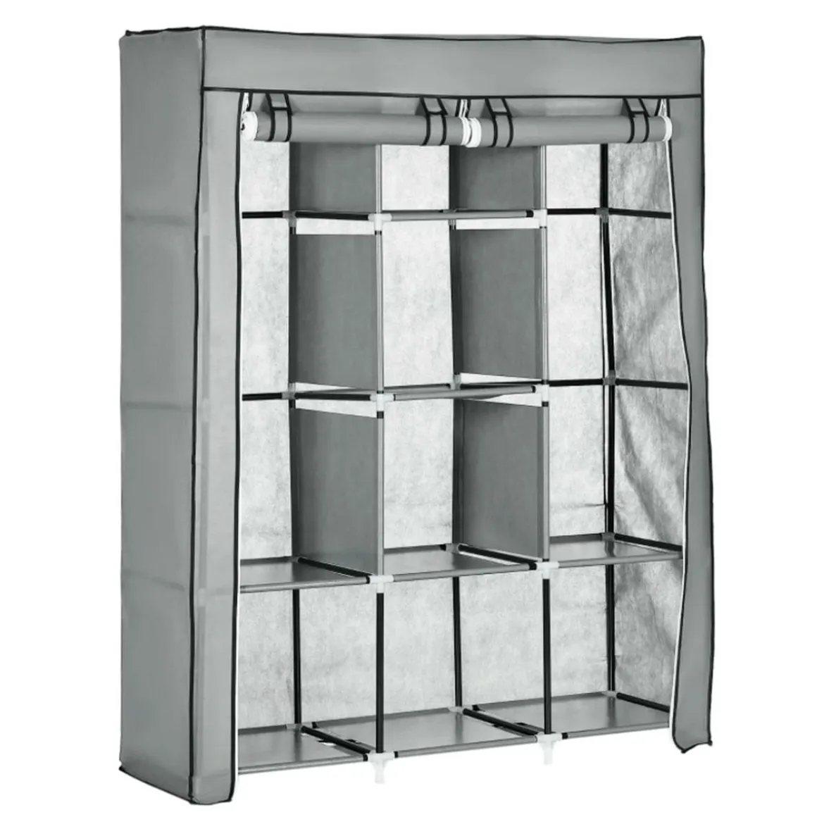 Armario de tela Homcom 8 estantes 2 barras plegable 162,5x125x43 cm