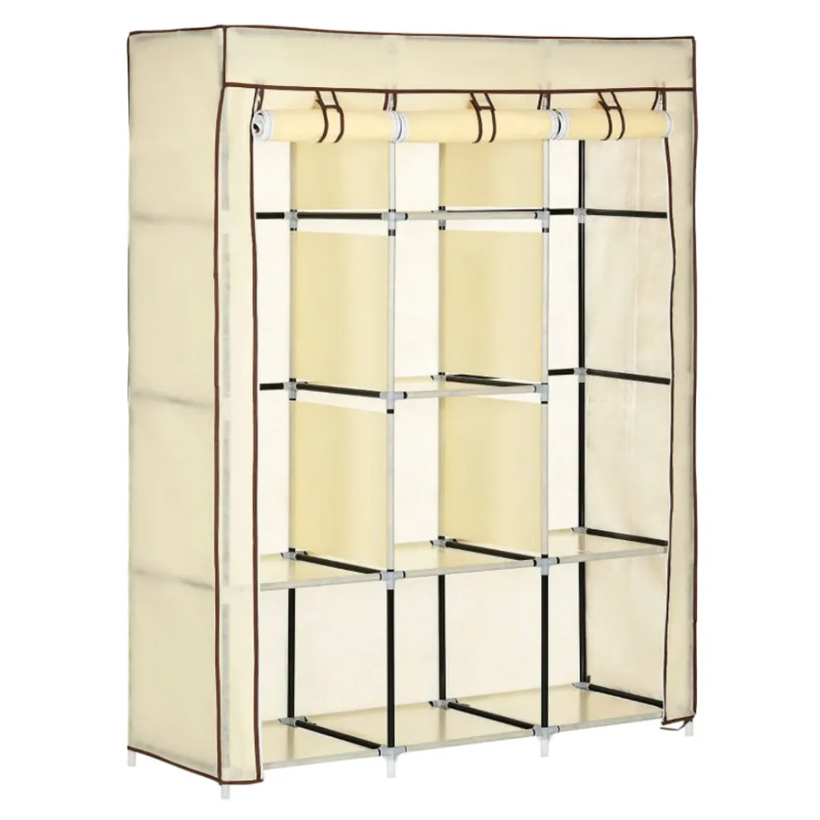 Armario de tela Homcom 8 estantes 2 barras plegable 162,5x125x43 cm