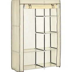 Armario de tela Tula Homcom plegable 6 estantes + 1 barra 162,5x103x43 cm