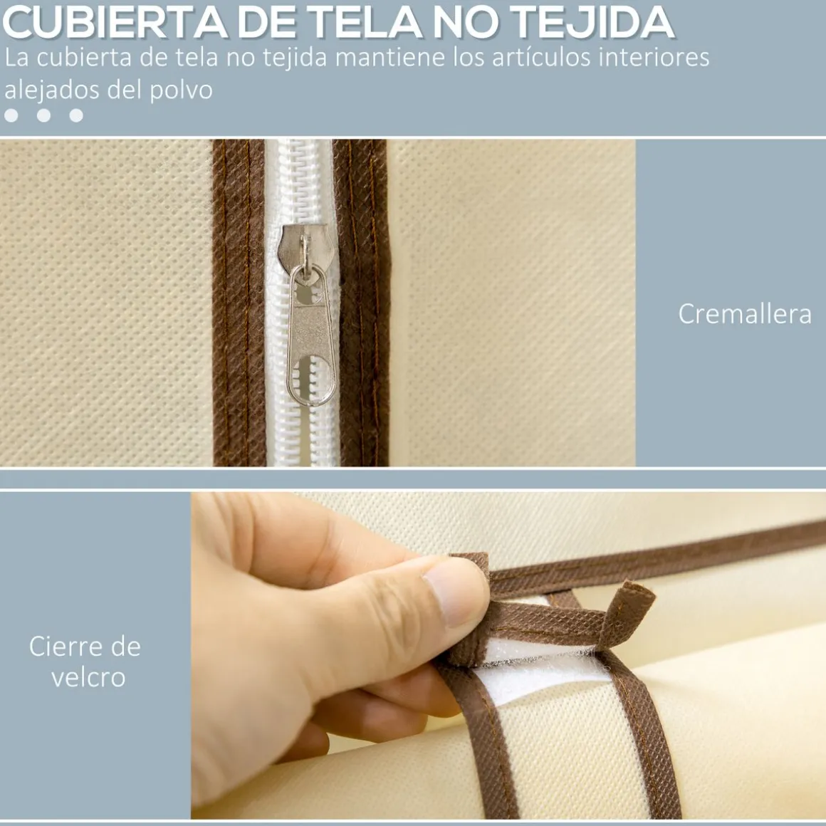 Armario de tela Tula Homcom plegable 6 estantes + 1 barra 162,5x103x43 cm