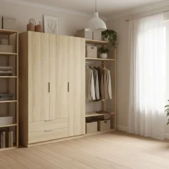Armario Emax 3 puertas con 2 cajones 203,5x136,6x51,4 cm
