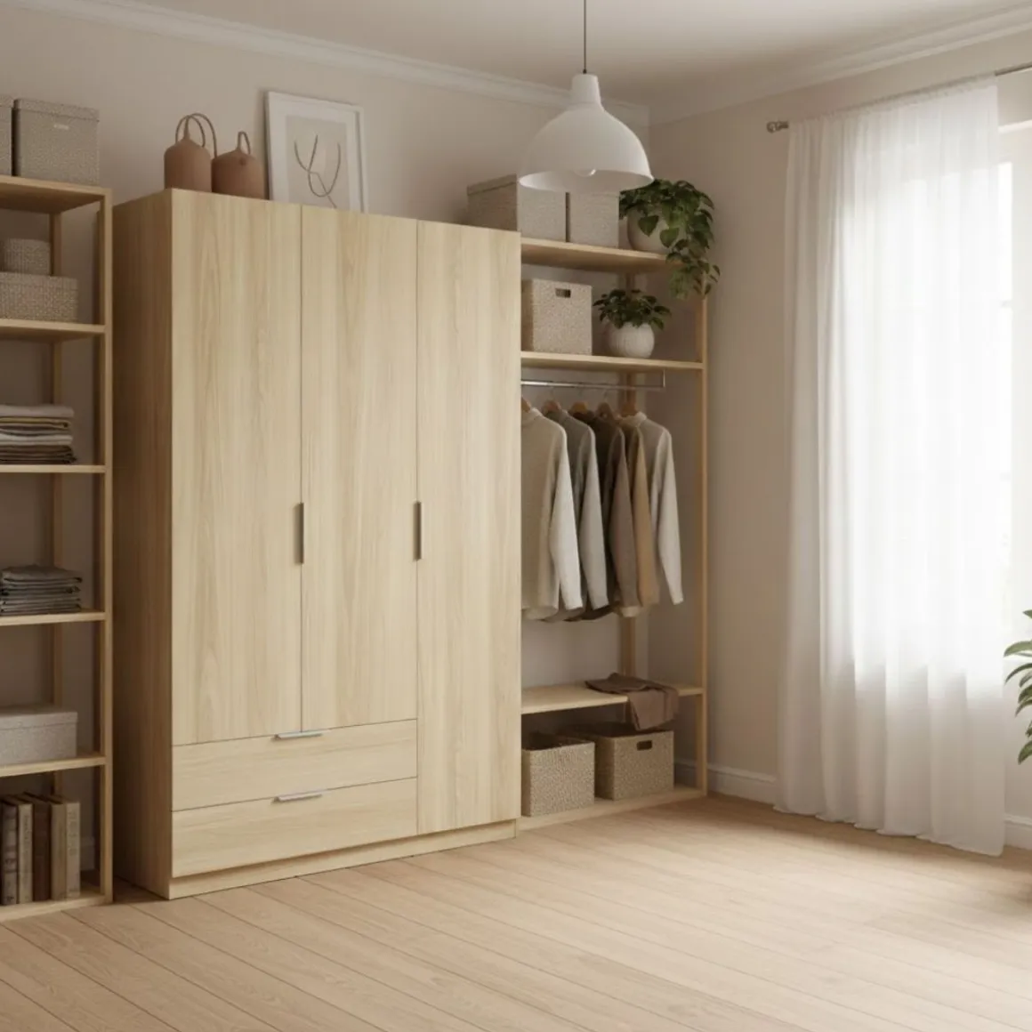Armario Emax 3 puertas con 2 cajones 203,5x136,6x51,4 cm