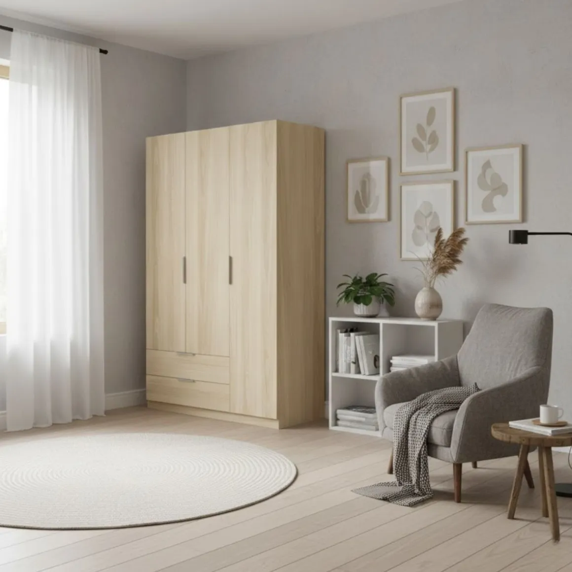 Armario Emax 3 puertas con 2 cajones 203,5x136,6x51,4 cm
