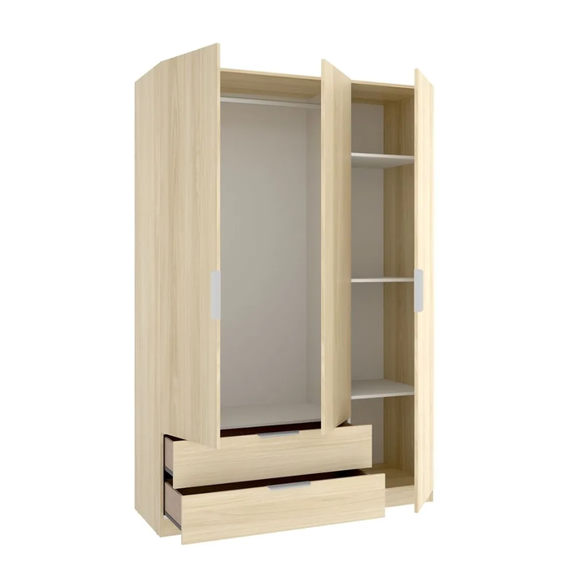 Armario Emax 3 puertas con 2 cajones 203,5x136,6x51,4 cm