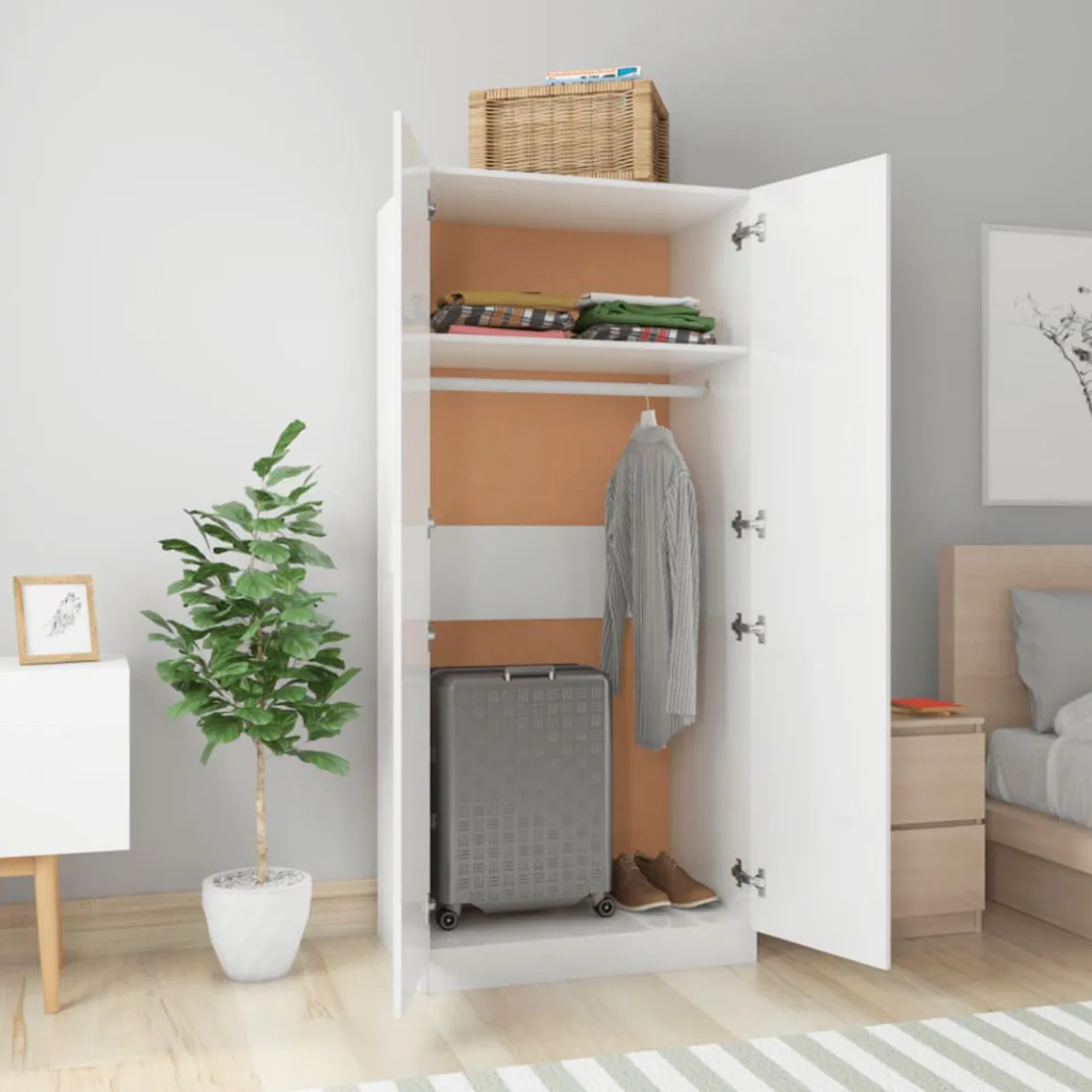 Armario Enara 2 puertas diseño minimalista 180x80x52 cm