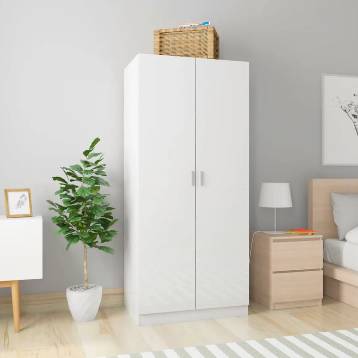 Armario Enara 2 puertas diseño minimalista 180x80x52 cm
