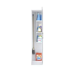 Armario escobero Terra 1 puerta + 3 estantes blanco 170x35x31,8 cm