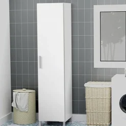 Armario escobero Zone 1 puerta + 4 estantes blanco 188x41,4x34,5 cm