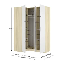 Armario esquinero Emax 3 puertas 203,5x142,4x95 cm