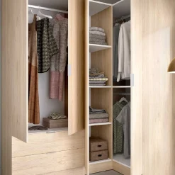 Armario esquinero Essen 2 módulos 4 puertas natural 184x174x91 cm