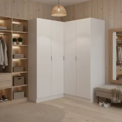 Armario esquinero Essen 4 puertas batientes blanco 184x133x131 cm