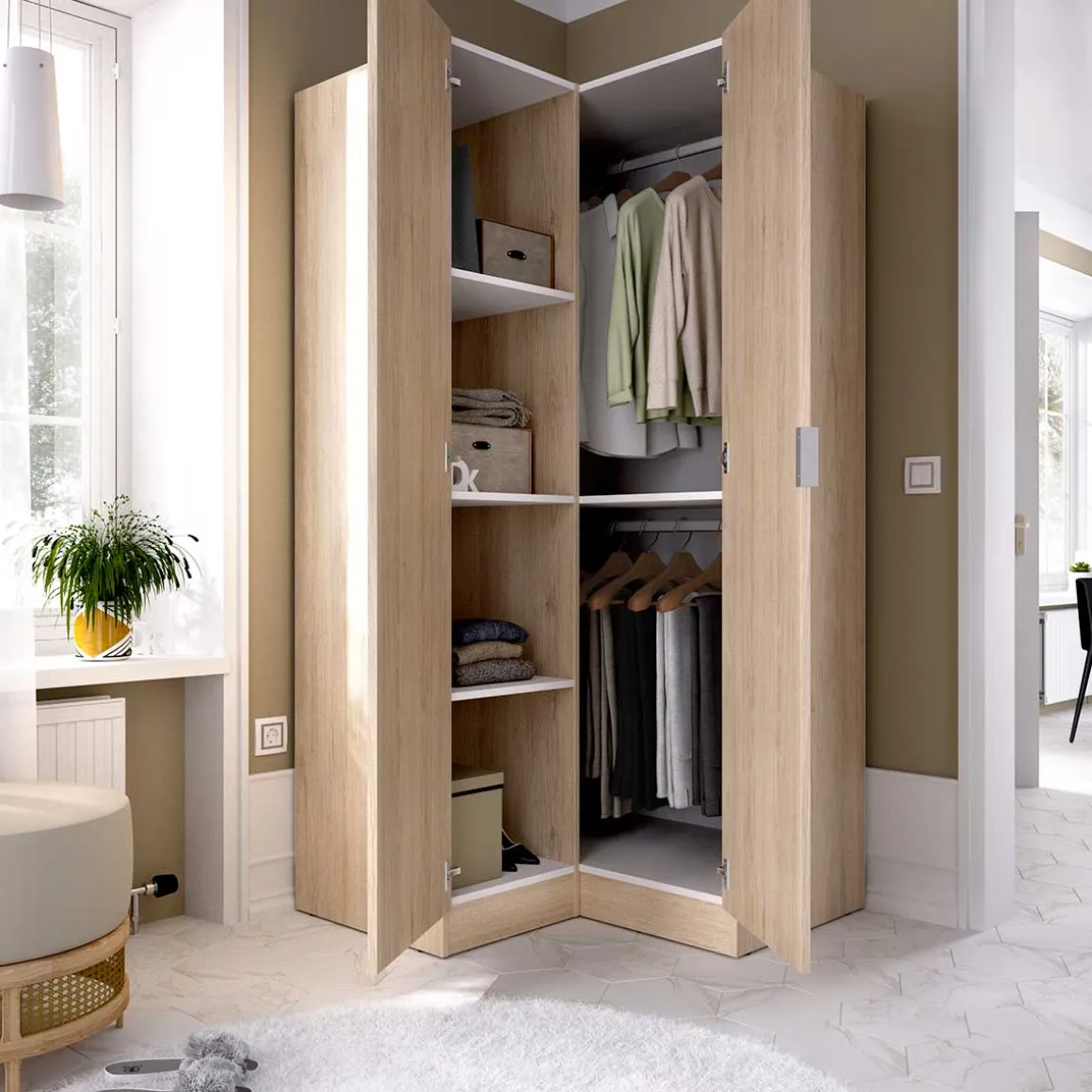 Armario esquinero Essen 2 puertas 184,2x92,5x90,5 cm
