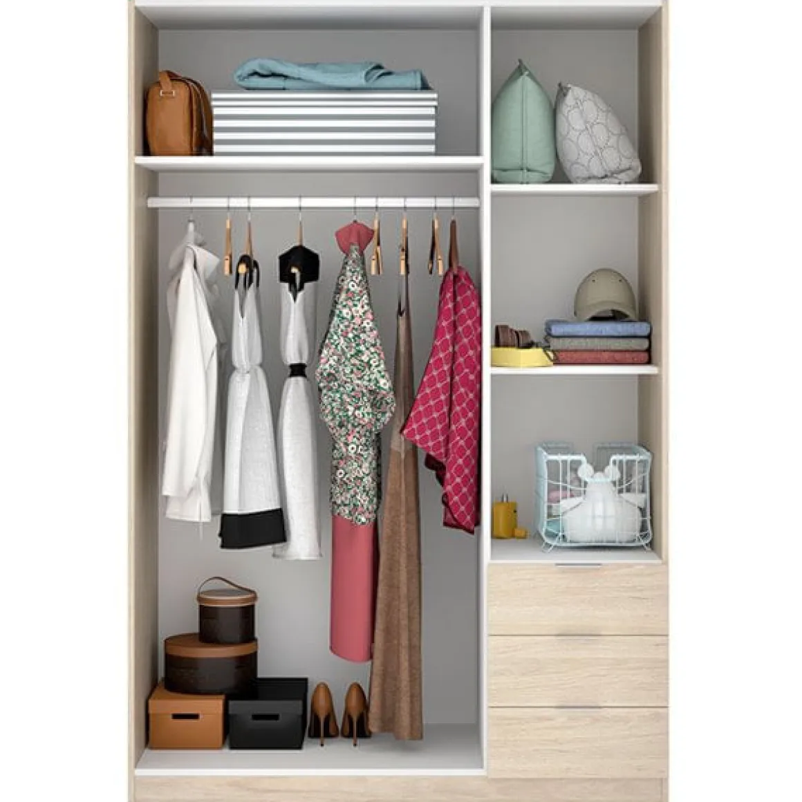 Armario Essen 3 puertas abatibles con 3 cajones 184x121x52 cm