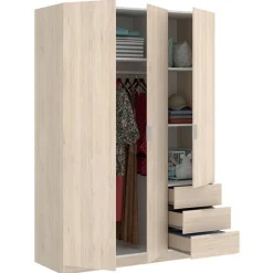 Armario Essen 3 puertas abatibles con 3 cajones 184x121x52 cm