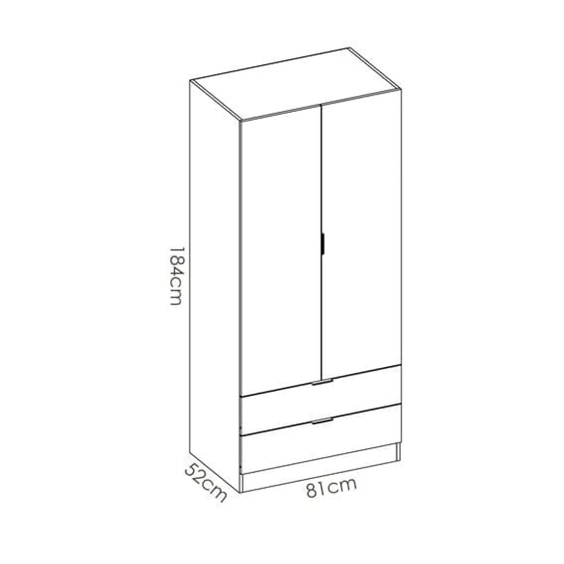 Armario Essen 2 puertas abatibles con 2 cajones 184x81x52 cm