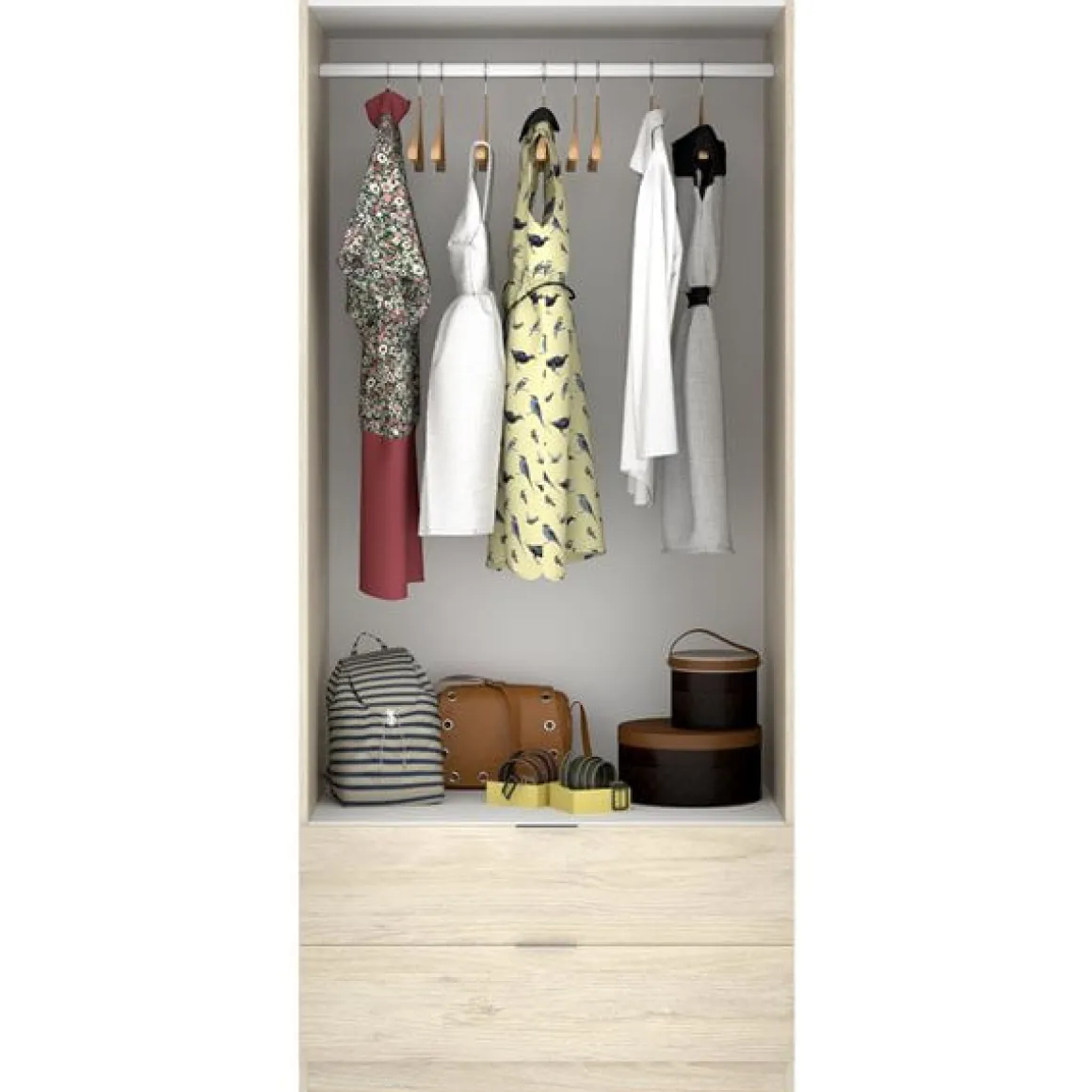 Armario Essen 2 puertas abatibles con 2 cajones 184x81x52 cm