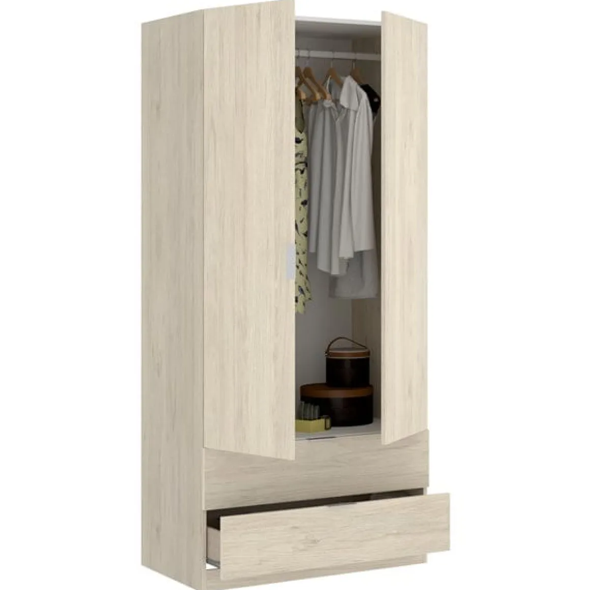 Armario Essen 2 puertas abatibles con 2 cajones 184x81x52 cm