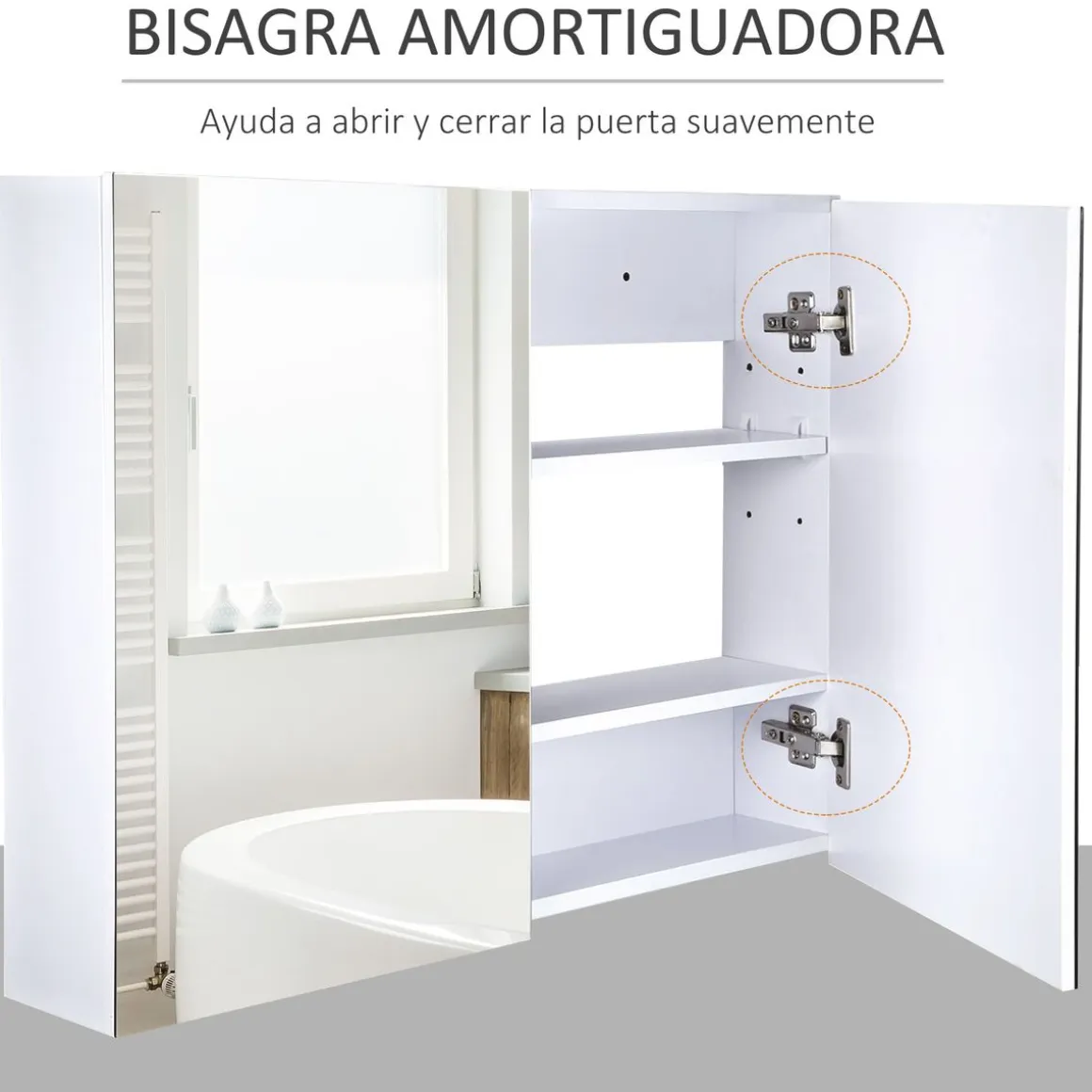 Armario Kean Homcom 2 puertas con espejo blanco 60x80x15 cm