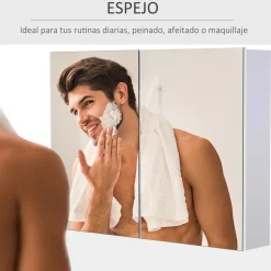 Armario Kean Homcom 2 puertas con espejo blanco 60x80x15 cm