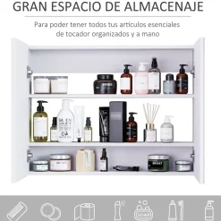 Armario Kean Homcom 2 puertas con espejo blanco 60x80x15 cm