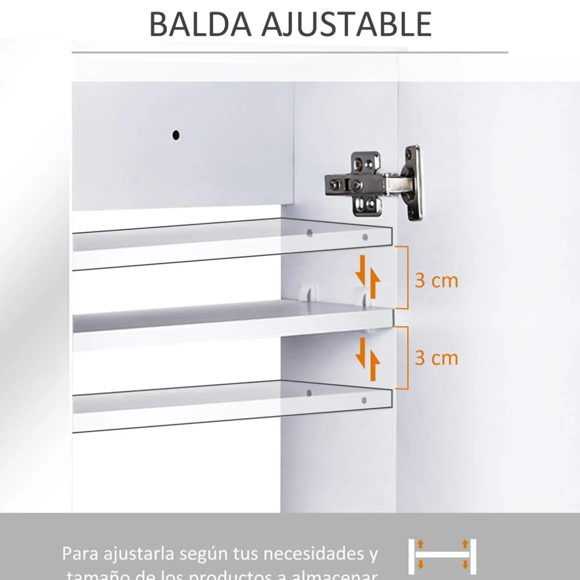Armario Kean Homcom 2 puertas con espejo blanco 60x80x15 cm