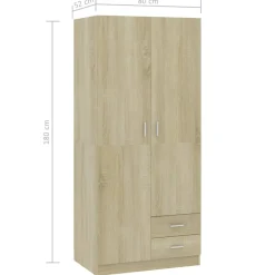 Armario Kei 2 puertas + 2 cajones 180x80x52 cm