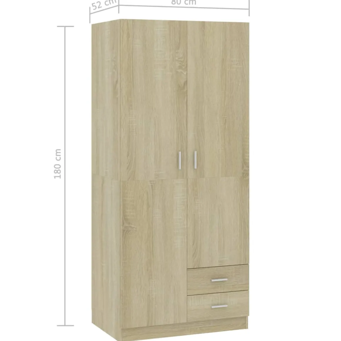Armario Kei 2 puertas + 2 cajones 180x80x52 cm
