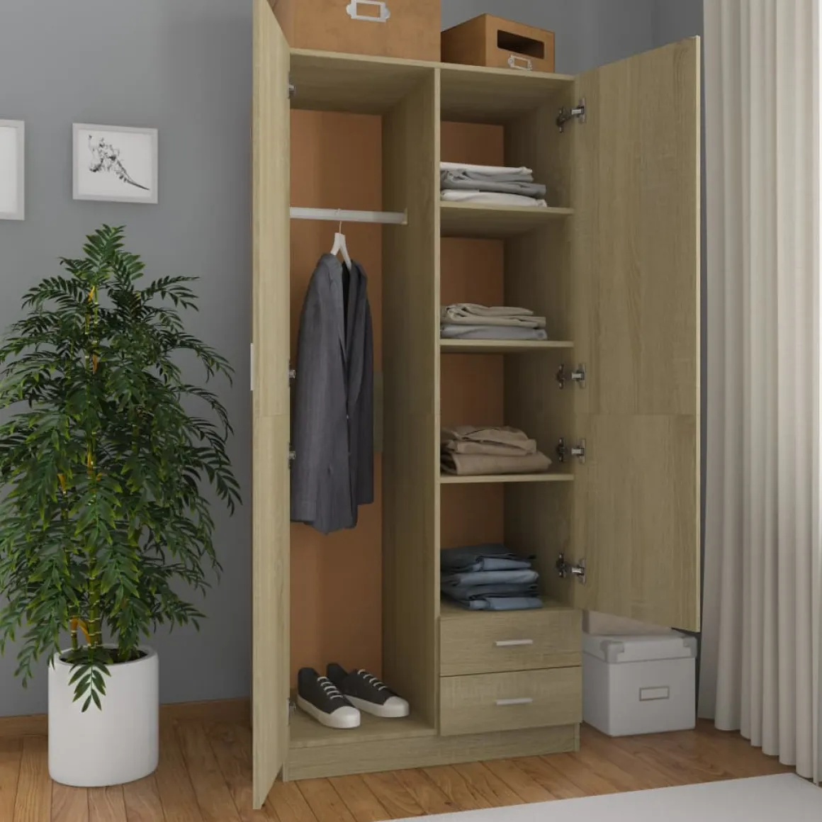 Armario Kei 2 puertas + 2 cajones 180x80x52 cm