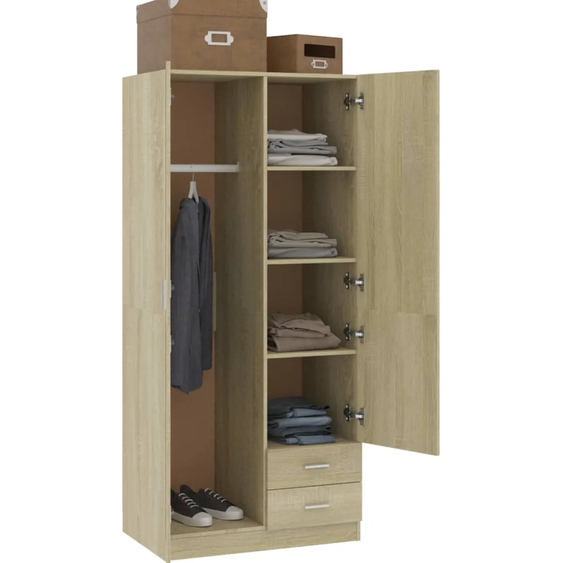 Armario Kei 2 puertas + 2 cajones 180x80x52 cm