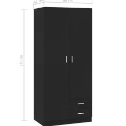 Armario Kei 2 puertas + 2 cajones 180x80x52 cm