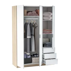Armario LC 3 puertas + 3 cajones 180x121x52 cm