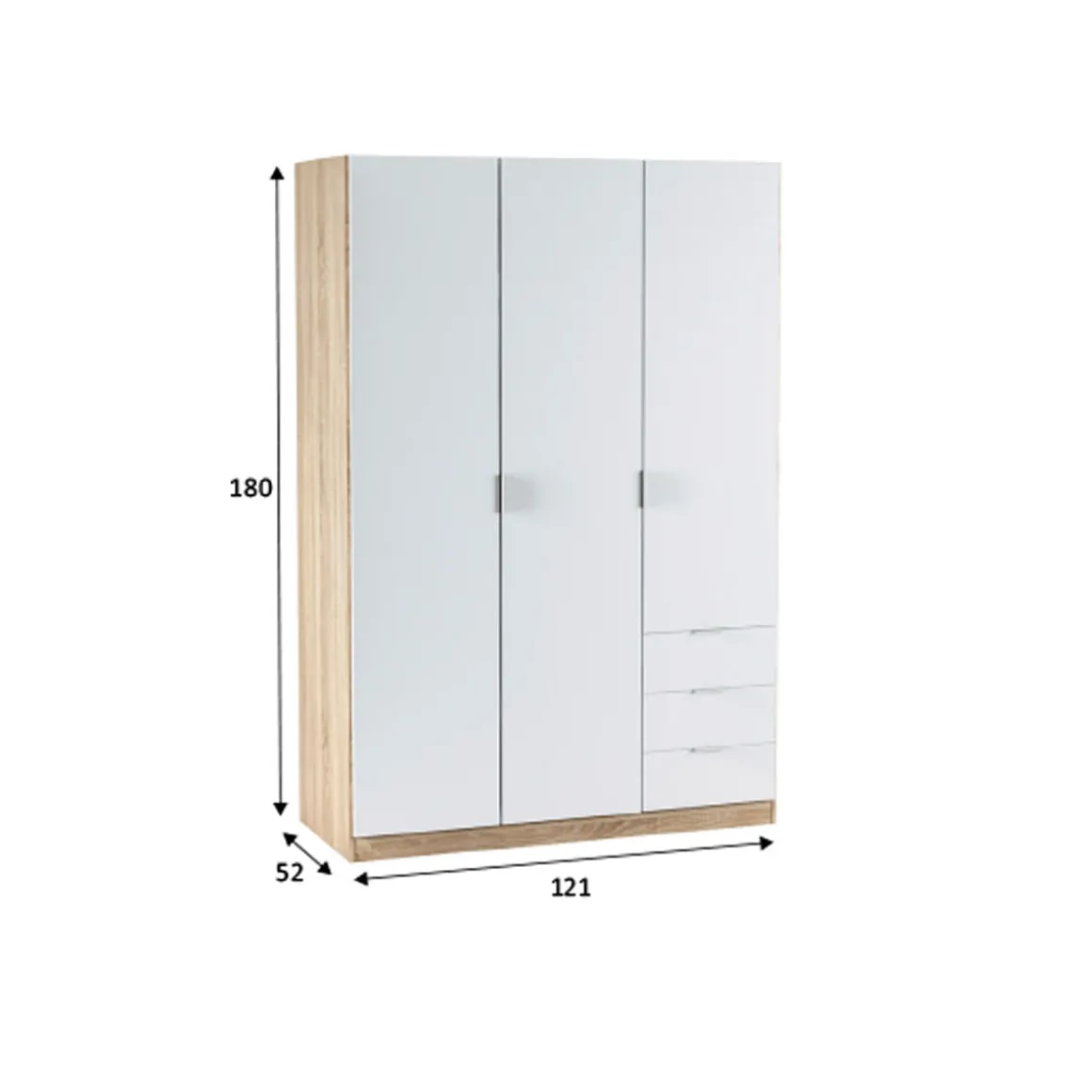 Armario LC 3 puertas + 3 cajones 180x121x52 cm