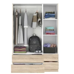 Armario LC 3 puertas + 4 cajones roble 200x135x52 cm