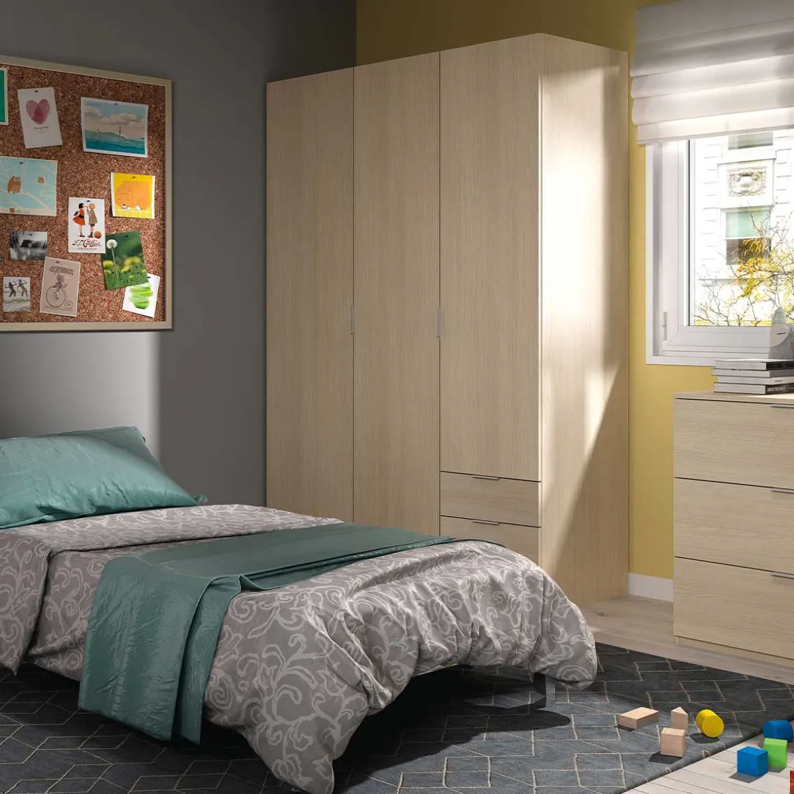 Armario LC 3 puertas + 3 cajones 180x121x52 cm