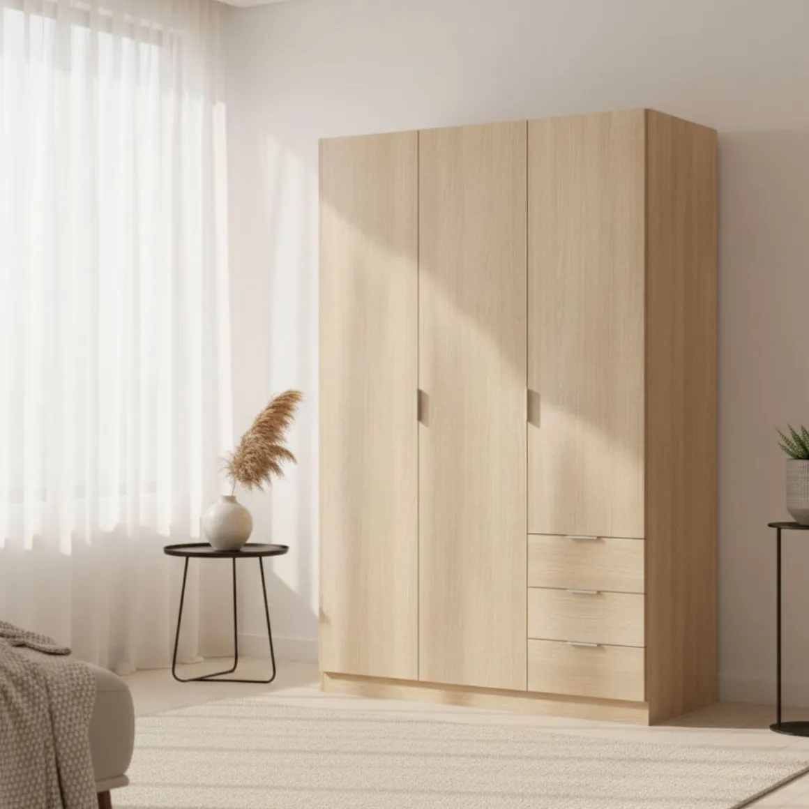 Armario LC 3 puertas + 3 cajones 180x121x52 cm