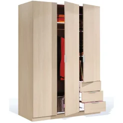 Armario LC 3 puertas + 3 cajones 180x121x52 cm