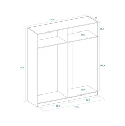 Armario Lido 4 puertas abatibles blanco 197,5x181,4x52,6 cm