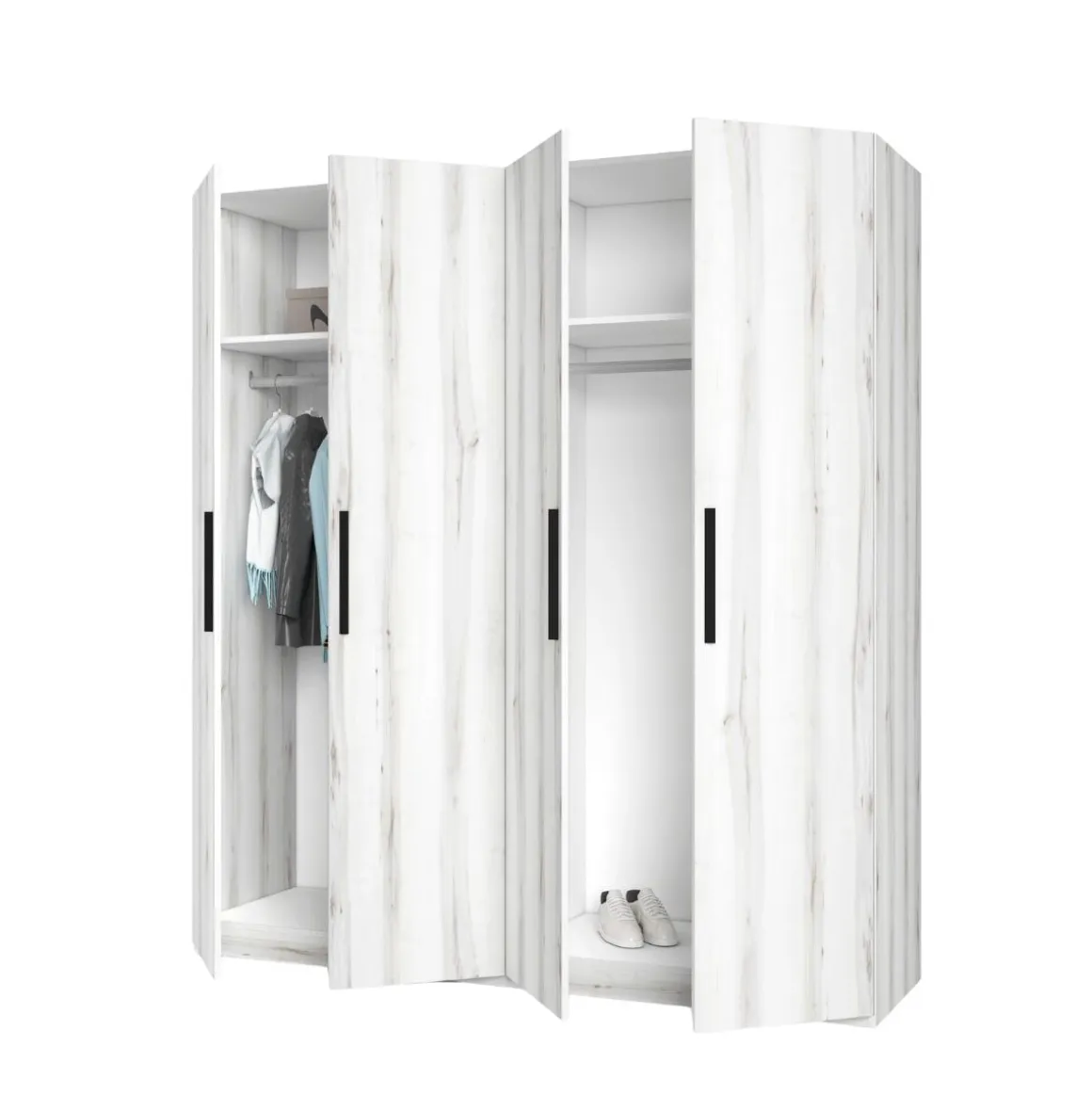 Armario Lido 4 puertas abatibles blanco 197,5x181,4x52,6 cm