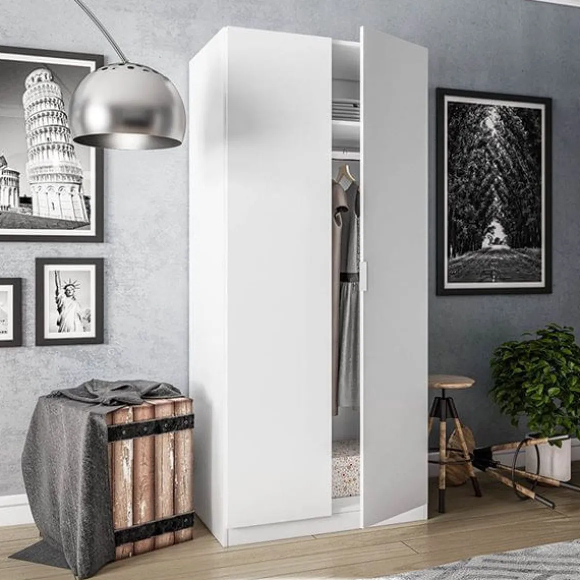Armario Low Cost 2 puertas blanco 180x81,5x52 cm